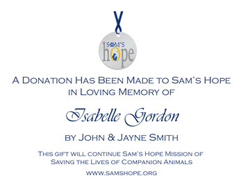 Memorial Donation Card